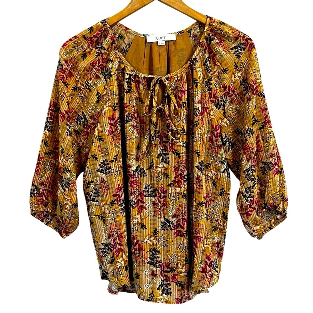 ANN TAYLOR LOFT Top Peasant Blouse, lined, Women’s size small - Picture 3 of 11